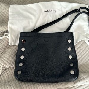 HAMMITT Duke triple compartment crossbody. Black w silver hardware.